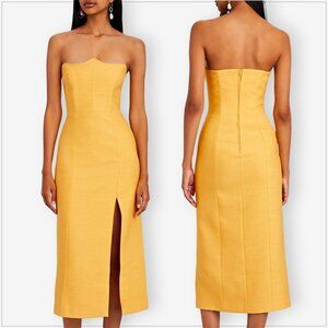 Elegant Yellow Strapless Dress